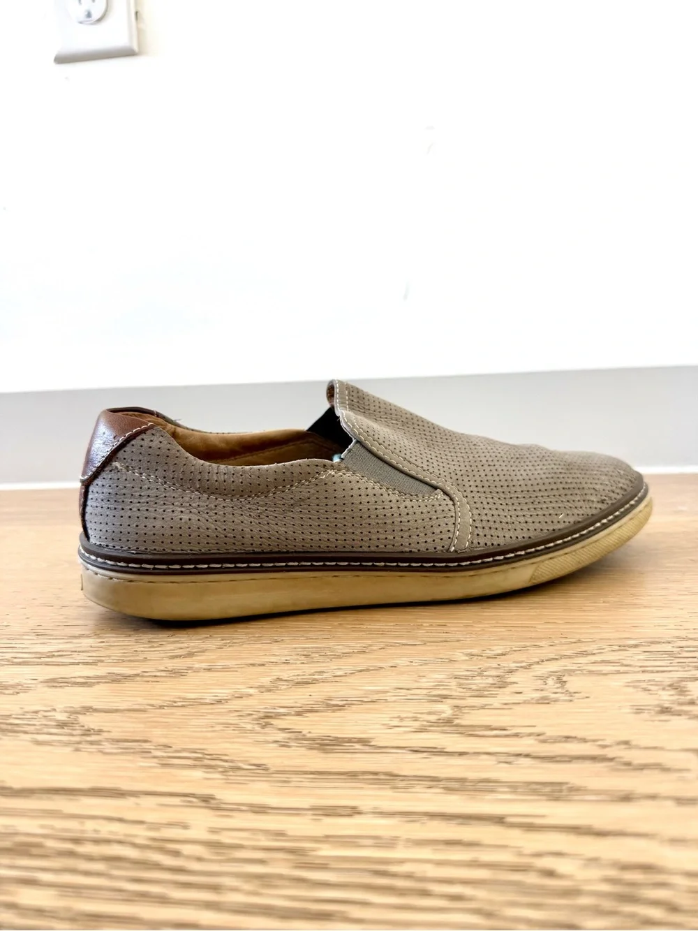 Johnston & Murphy Perforated Slip-On Loafers - Gray